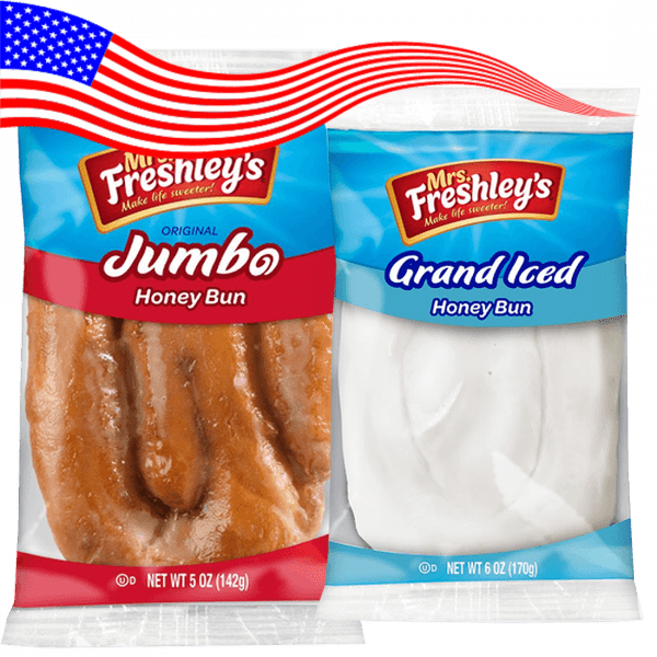 Mrs Freshleys Amerikaanse Snoep Original Jumbo Honey Bun GLazed Buns met Grand iced