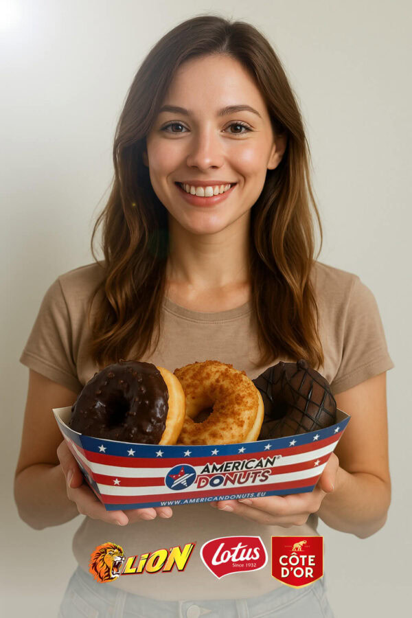 Lekkere Donuts Doughnuts van Lion Lotus Biscoff Speculoos Speculaas CoteDor Noir Black Filled Pure Chocolate Donuts AI Foto BASE