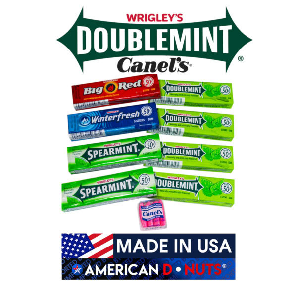 Made in USA CHewing Gum Doublemint Wrigleys and Canels Spearming American Donuts